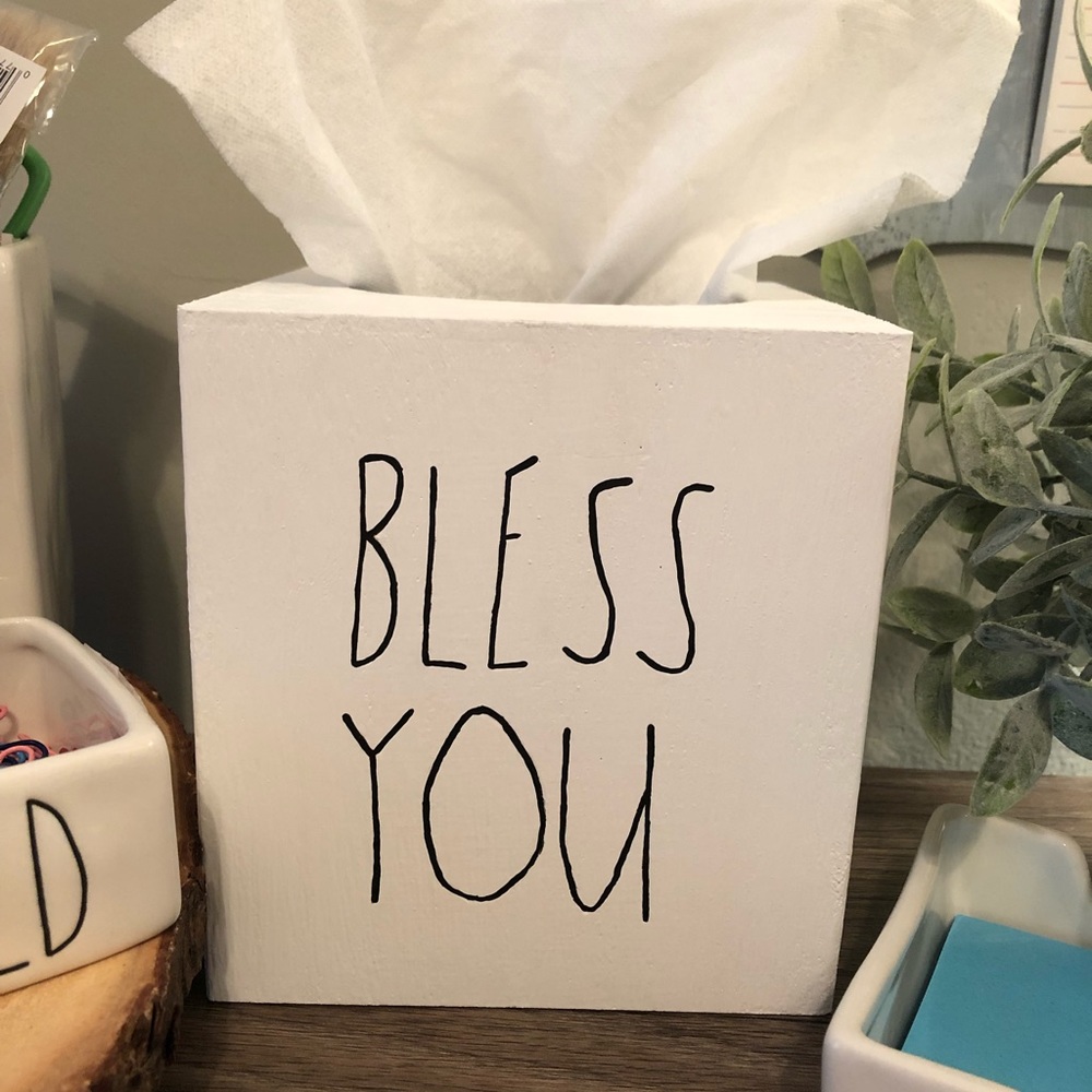 Bless You Hand Painted Tissue Box Cover